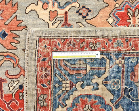 9x12 Gray Blue Aryana Afghan Hand Knotted Veg Dye Wool Area Rug
